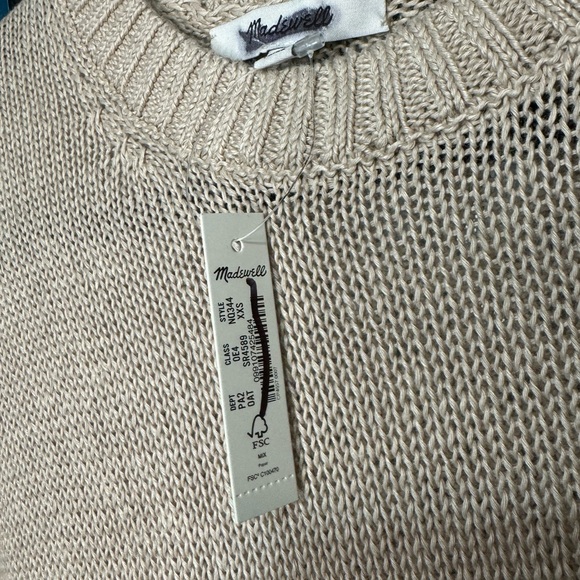 Madewell Linen Drop-Shoulder Sweater Size XXS Khaki NWT - Picture 3 of 4